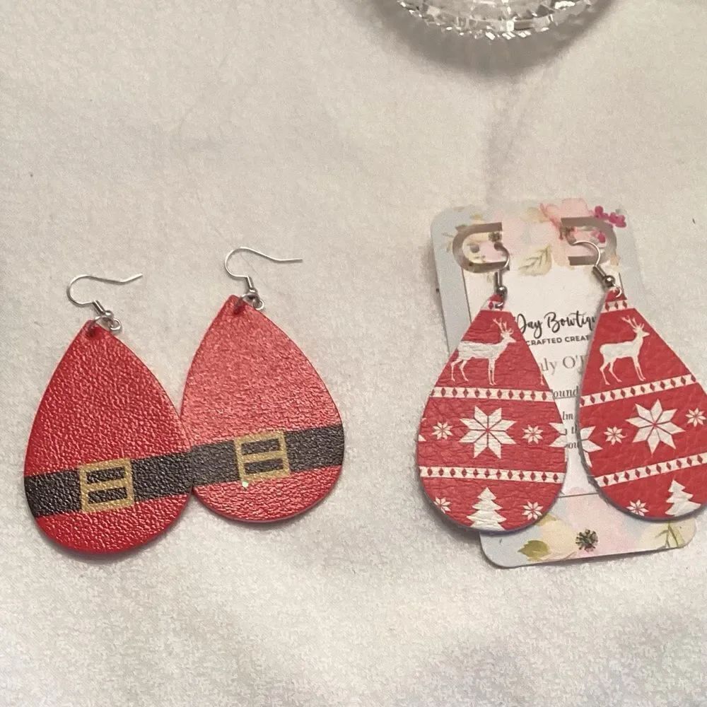 2 Pair of Christmas Earrings on Fish Hook Wires